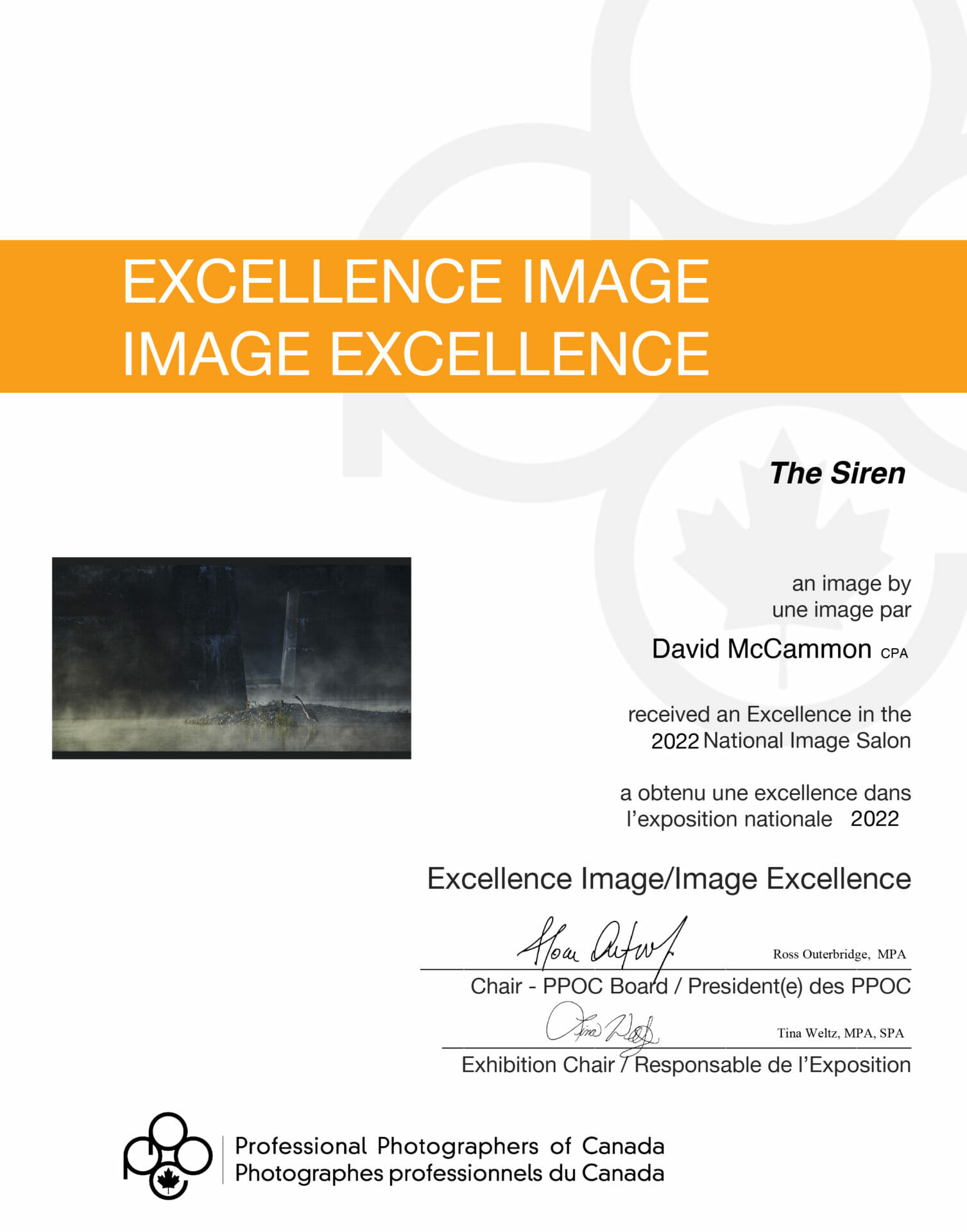Award for Photography Excellence 